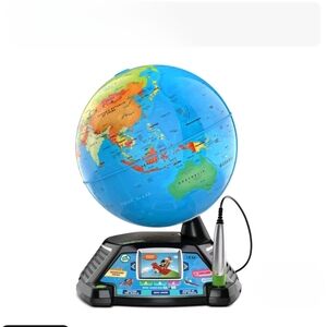 LEAPFROG World Interactive Blue Globe with Pen LCD Screen Educational Ages 4 Up